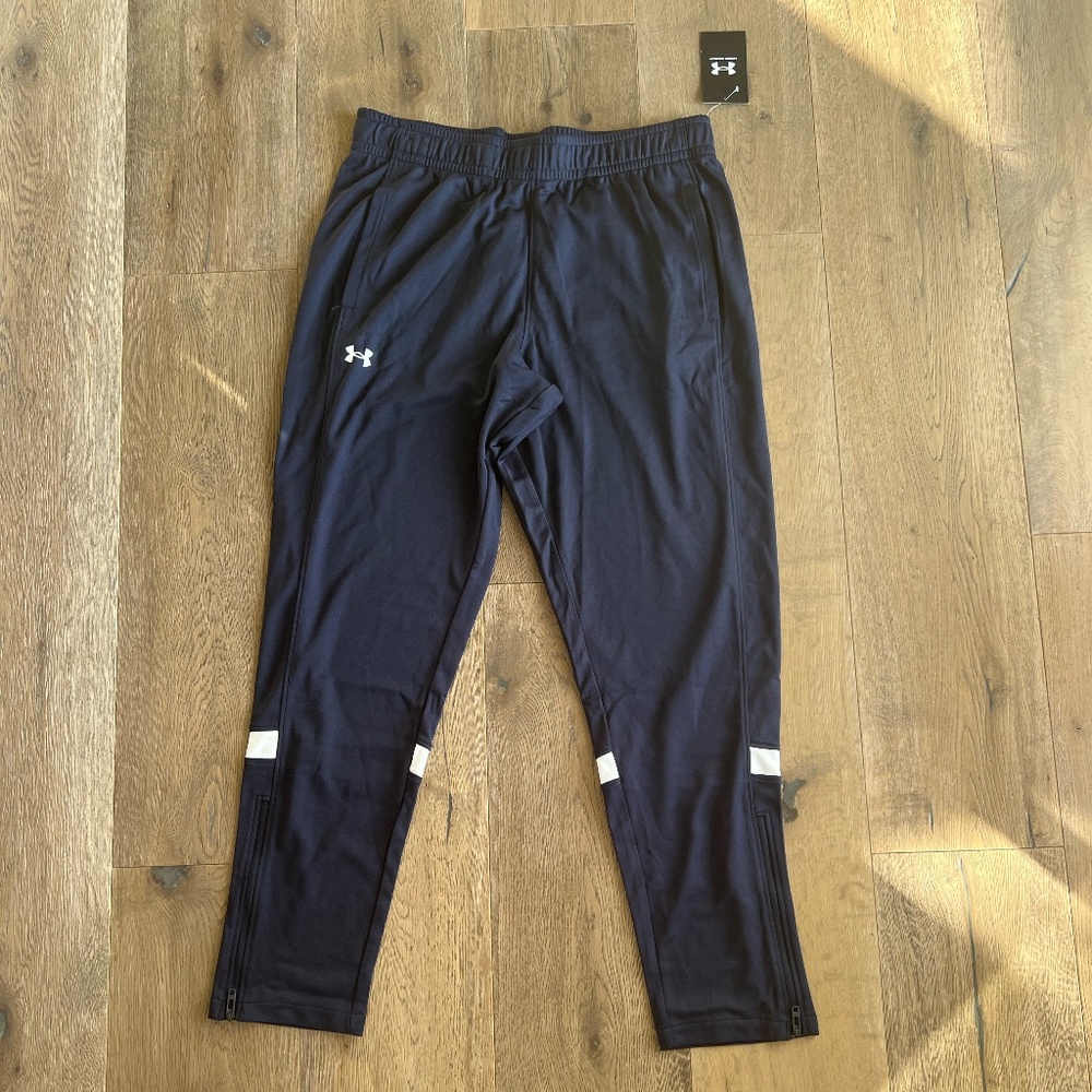 Under Armour Women’s Navy Blue Track Joggers with White Accents